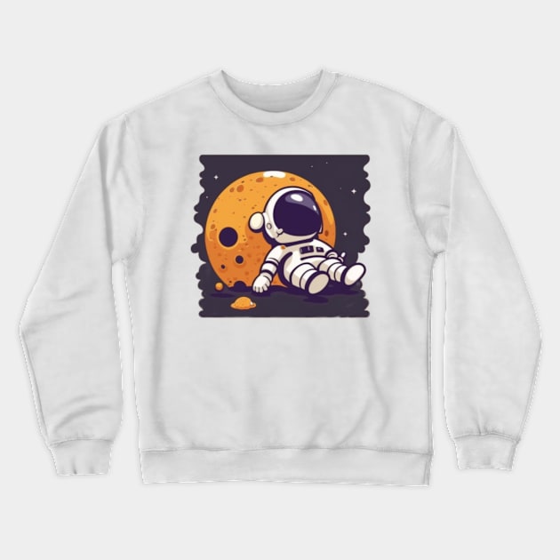 Astronaut laying on the moon Crewneck Sweatshirt by Bakr